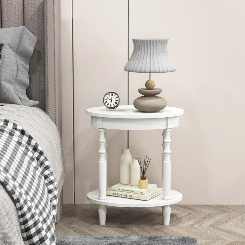 Oval Side Table with Storage Shelf and Wood Legs by DirectDeals