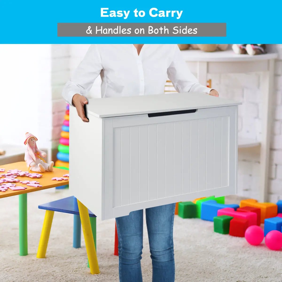Wooden Toy Box Kids Storage Chest Bench by DirectDeals