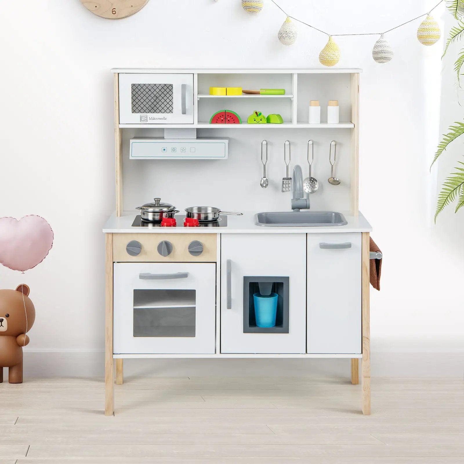 Wooden Pretend Play Kitchen Set for Toddlers by DirectDeals