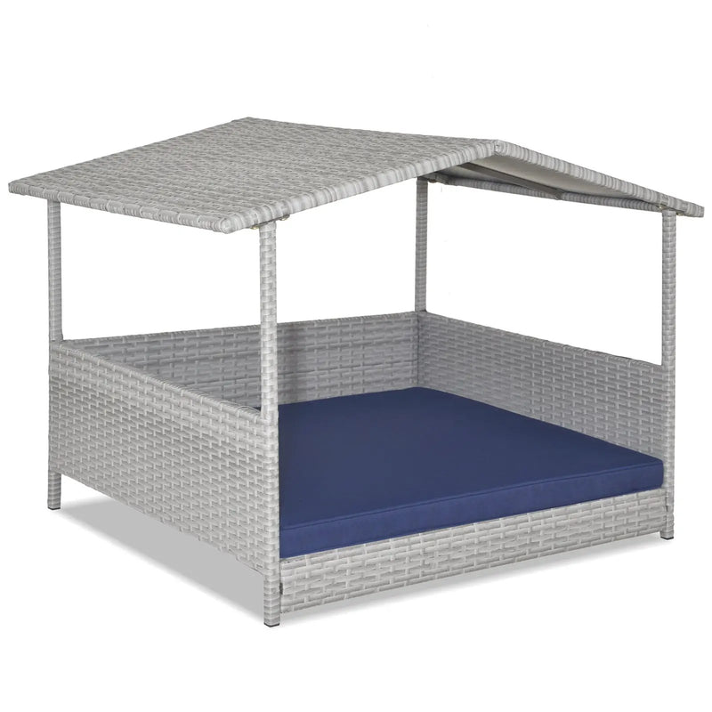 Wicker Dog House with Waterproof Roof and Washable Cushion Cover by DirectDeals