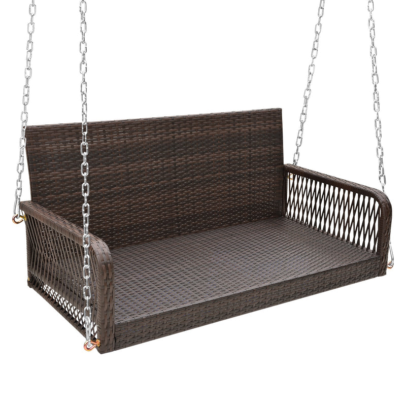 2-Person Outdoor Wicker Porch Swing with Seat and Back Cushions by DirectDeals