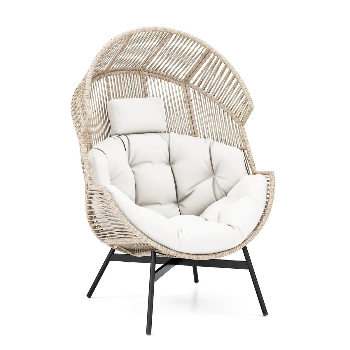 Wicker Oversized Egg Style Chair with Cushions and Headrest by DirectDeals