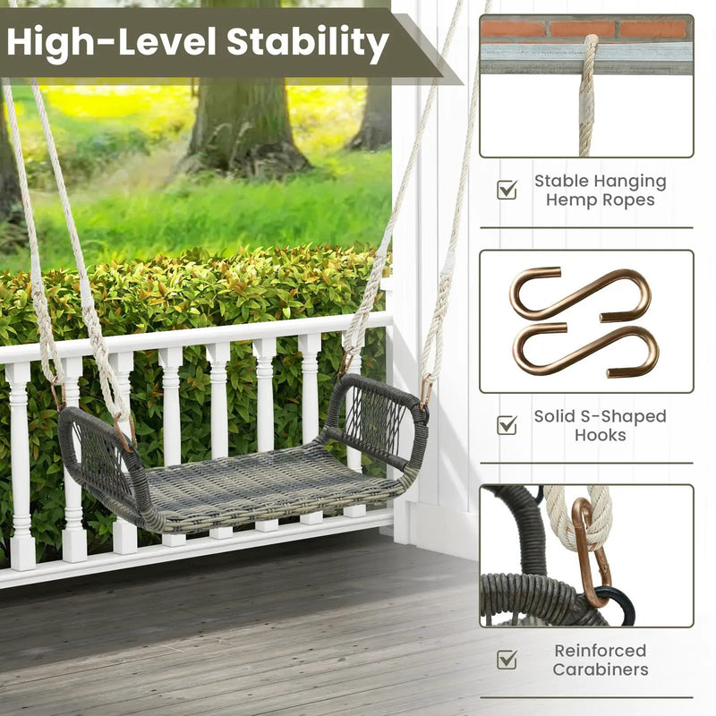 Wicker Porch Swing Seat with Cozy Armrests by DirectDeals