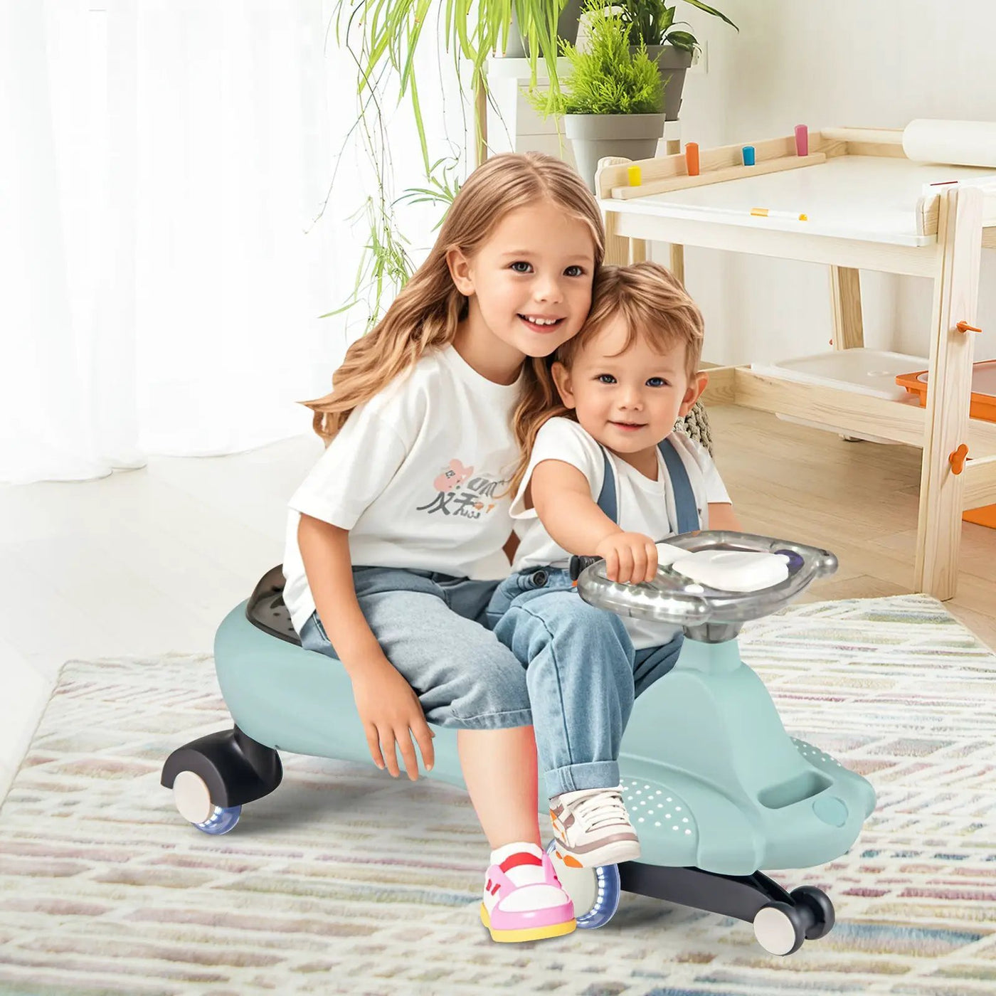 Wiggle Car with Hauling Rope Ride on Toy with Under-Seat Storage by DirectDeals