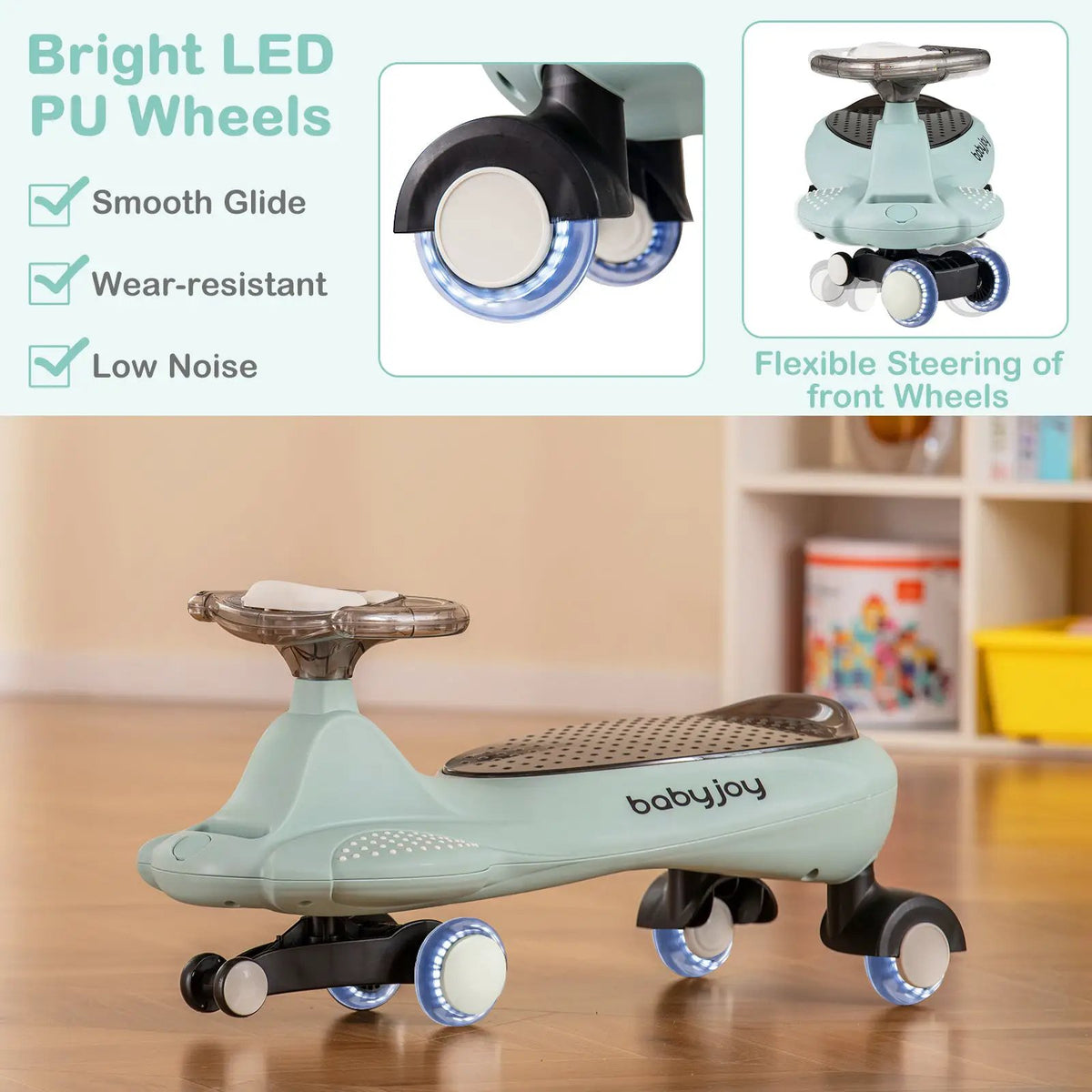 Wiggle Car with Hauling Rope Ride on Toy with Under-Seat Storage by DirectDeals