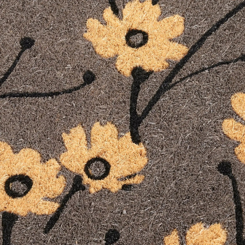 Wild Flowers - Gray Coir Doormat by Fab Habitat
