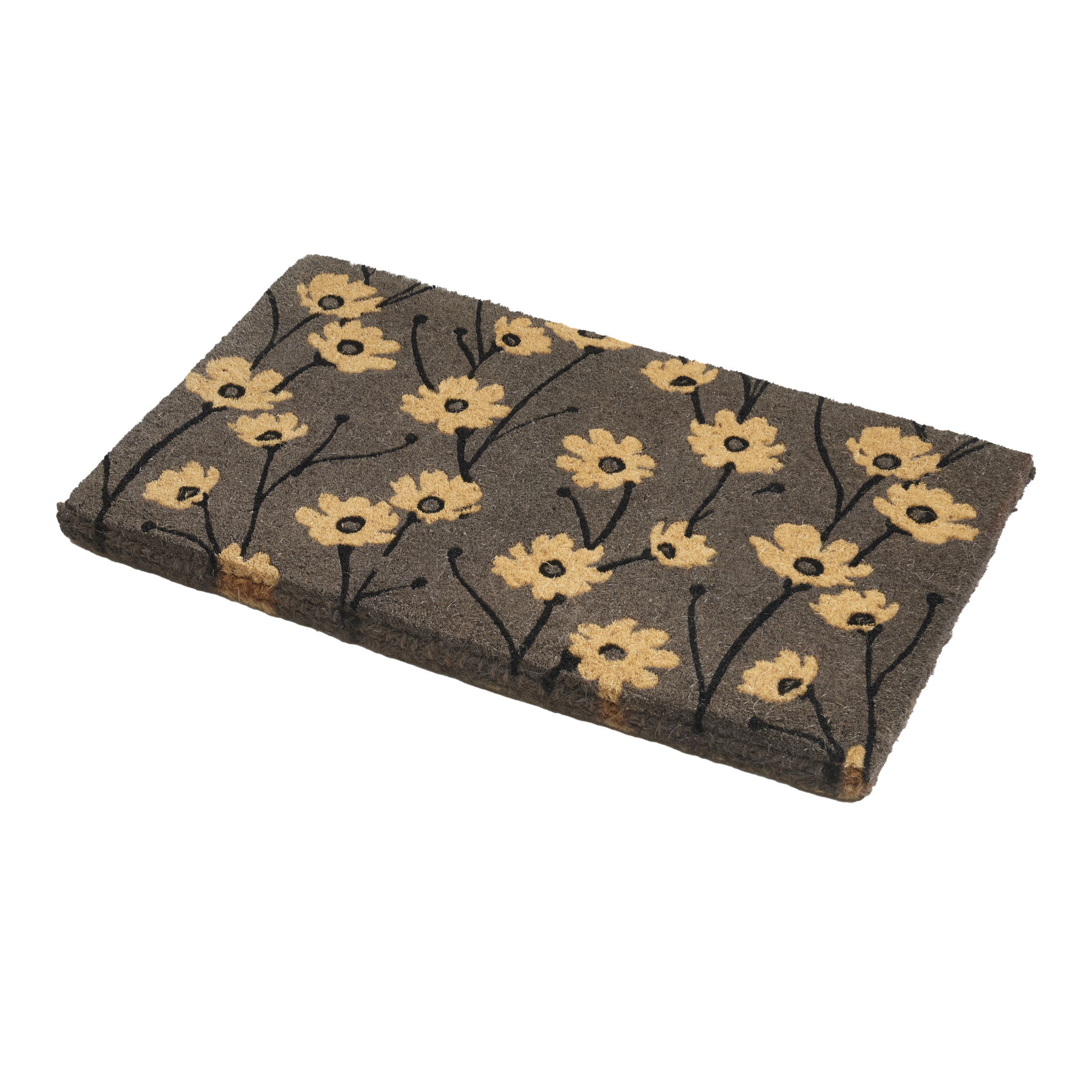 Wild Flowers - Gray Coir Doormat by Fab Habitat