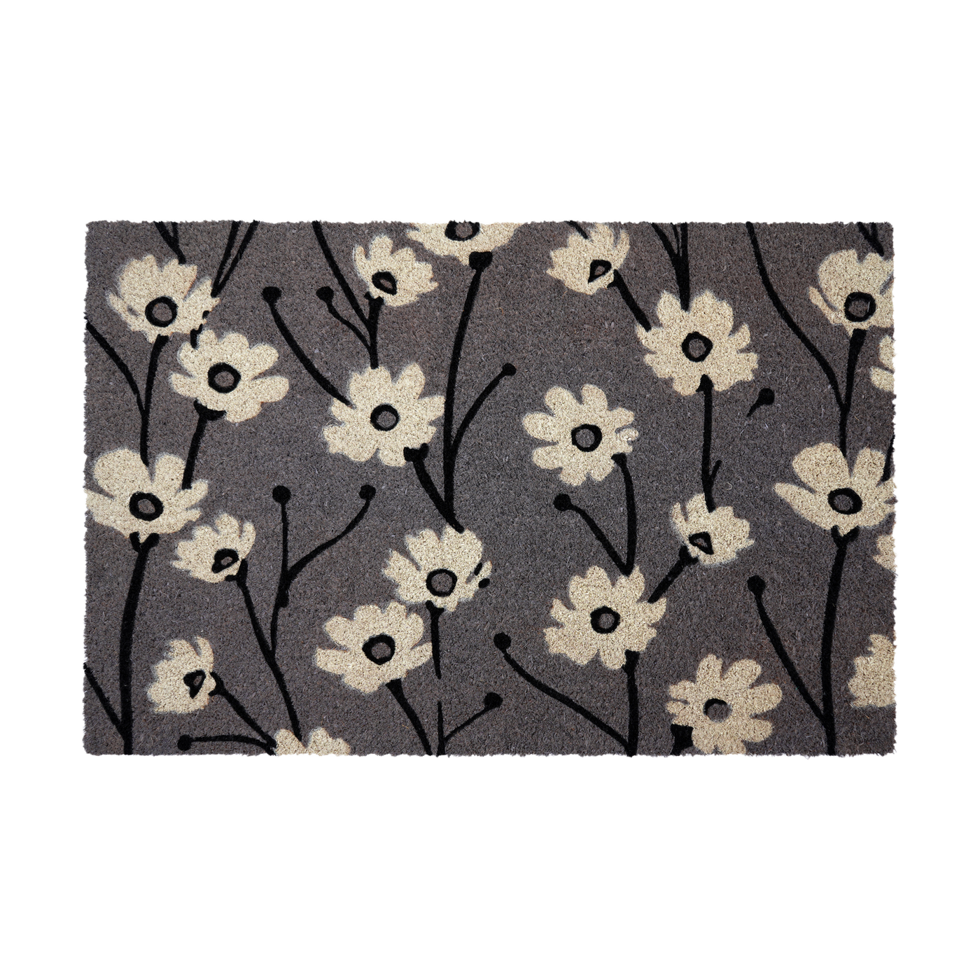 Wild Flowers - Gray Coir Doormat by Fab Habitat