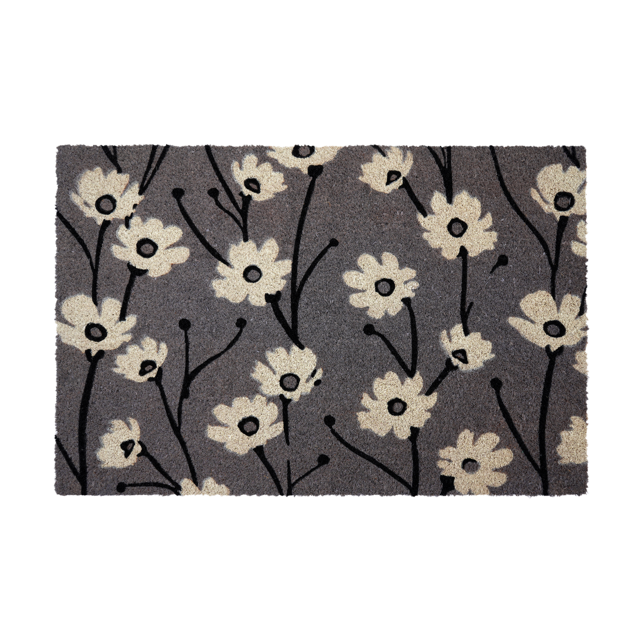 Wild Flowers - Gray Coir Doormat by Fab Habitat
