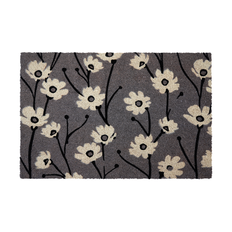 Wild Flowers - Gray Coir Doormat by Fab Habitat