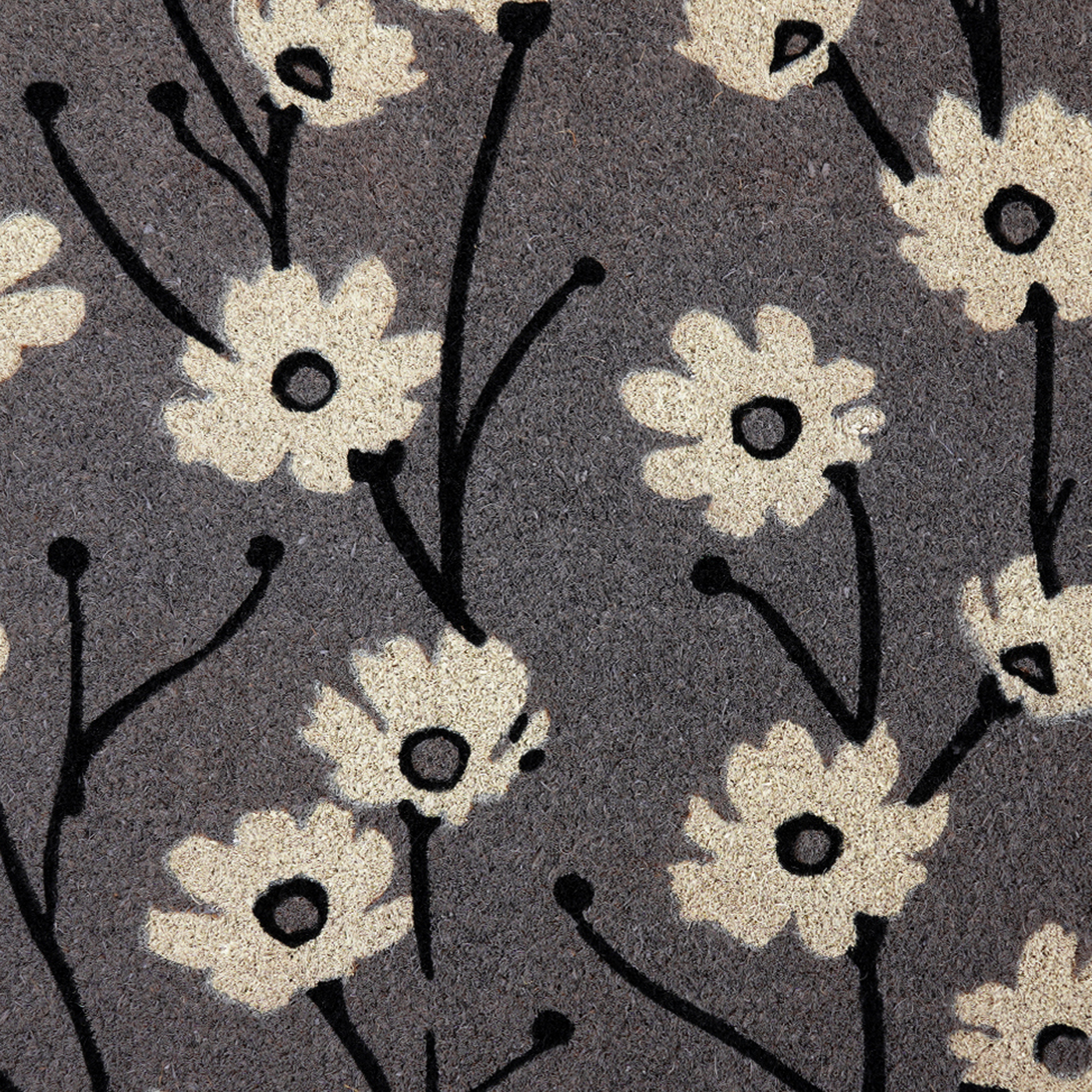 Wild Flowers - Gray Coir Doormat by Fab Habitat