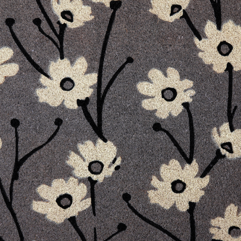 Wild Flowers - Gray Coir Doormat by Fab Habitat