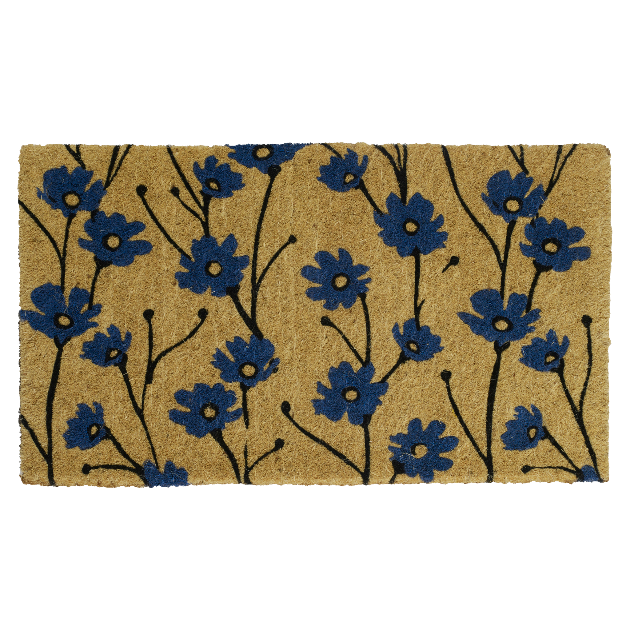 Wild Flowers - Blue Coir Doormat by Fab Habitat