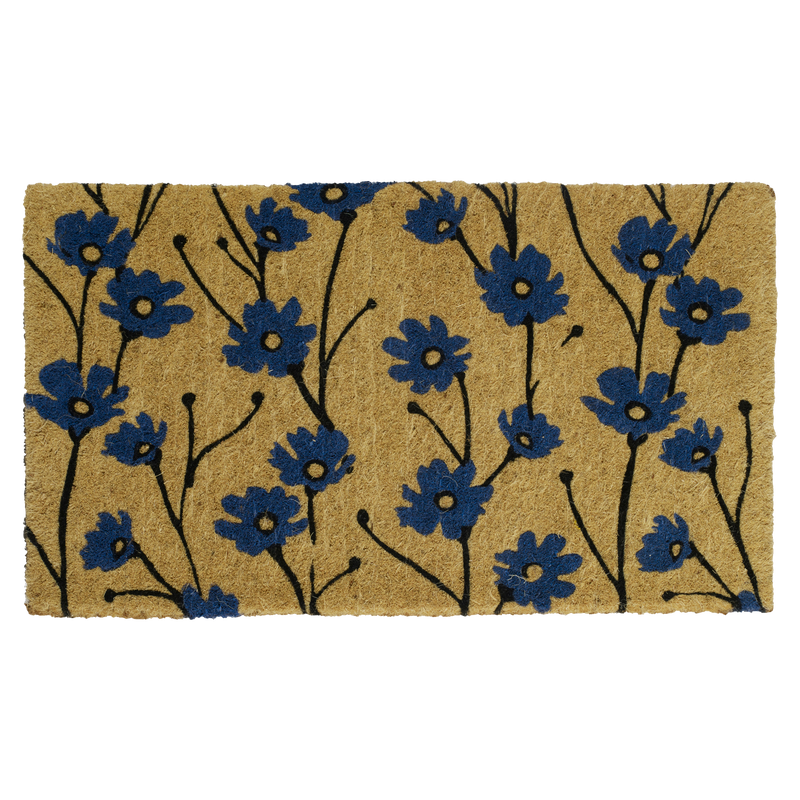 Wild Flowers - Blue Coir Doormat by Fab Habitat