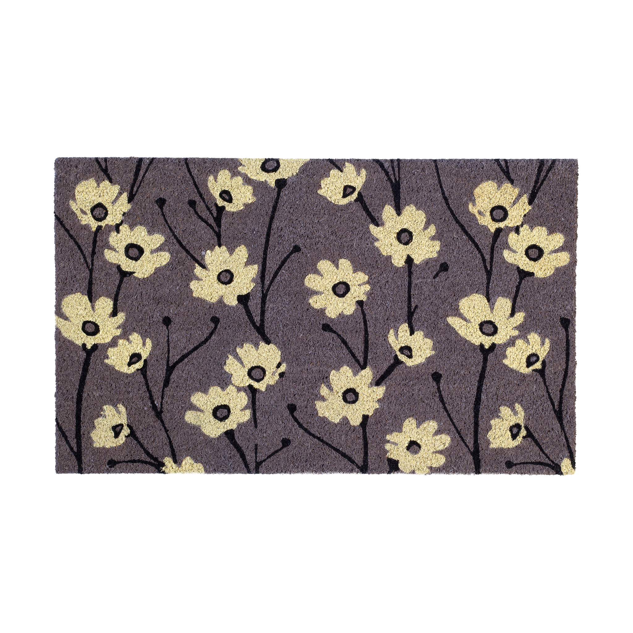 Wild Flowers - Gray Coir Doormat by Fab Habitat