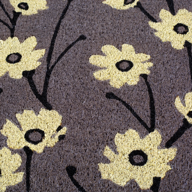 Wild Flowers - Gray Coir Doormat by Fab Habitat