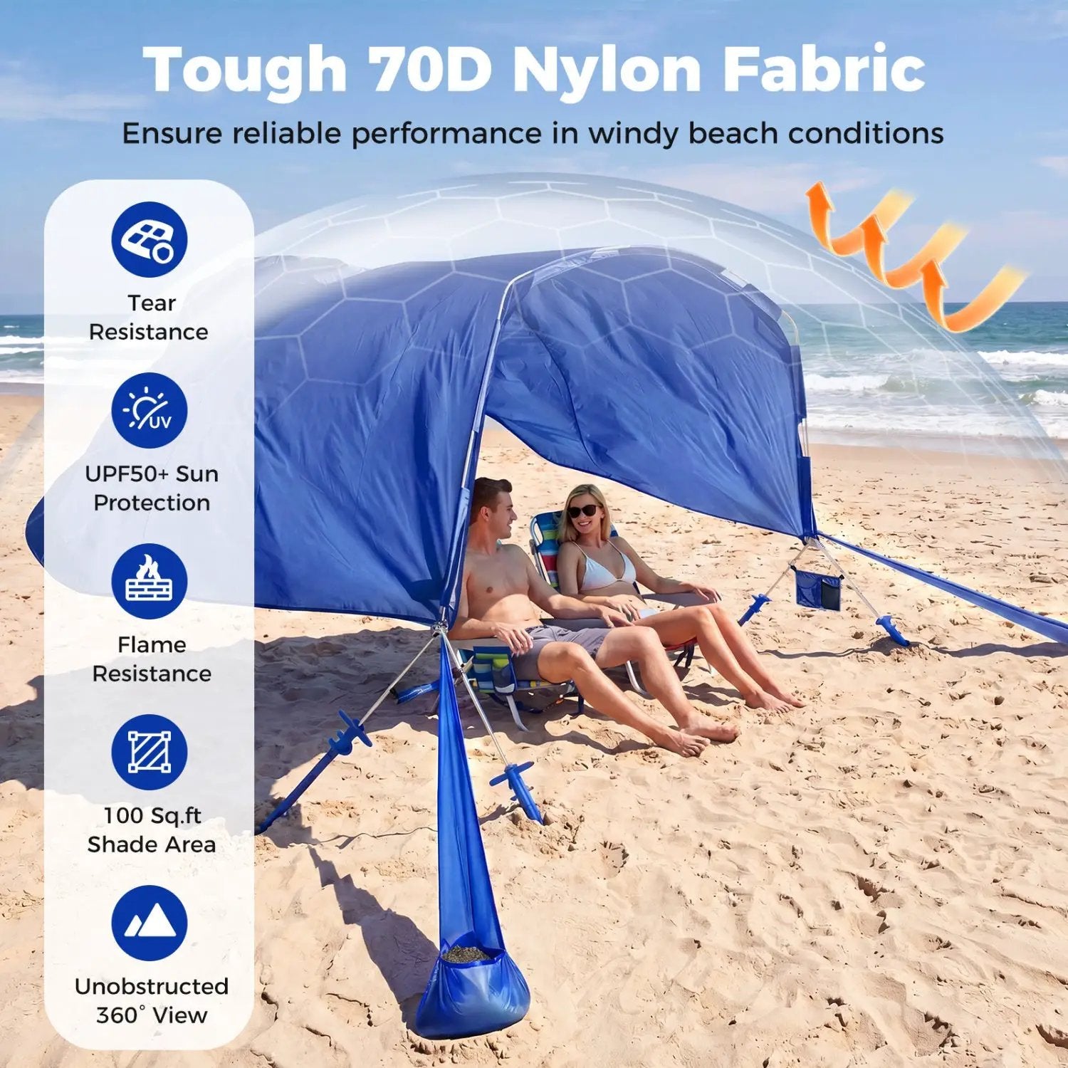 Wind Powered Beach Tent Portable Sun Shelter Canopy for Picnic by DirectDeals
