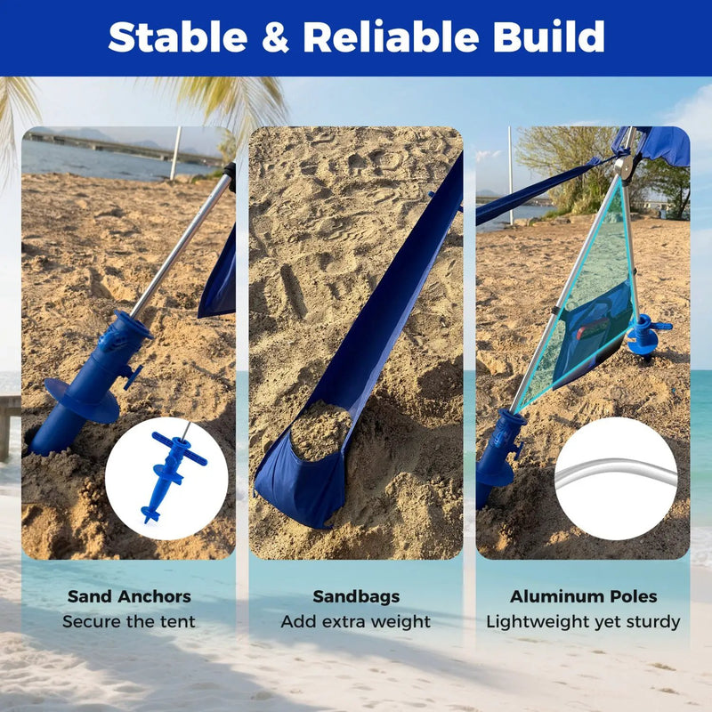 Wind Powered Beach Tent Portable Sun Shelter Canopy for Picnic by DirectDeals