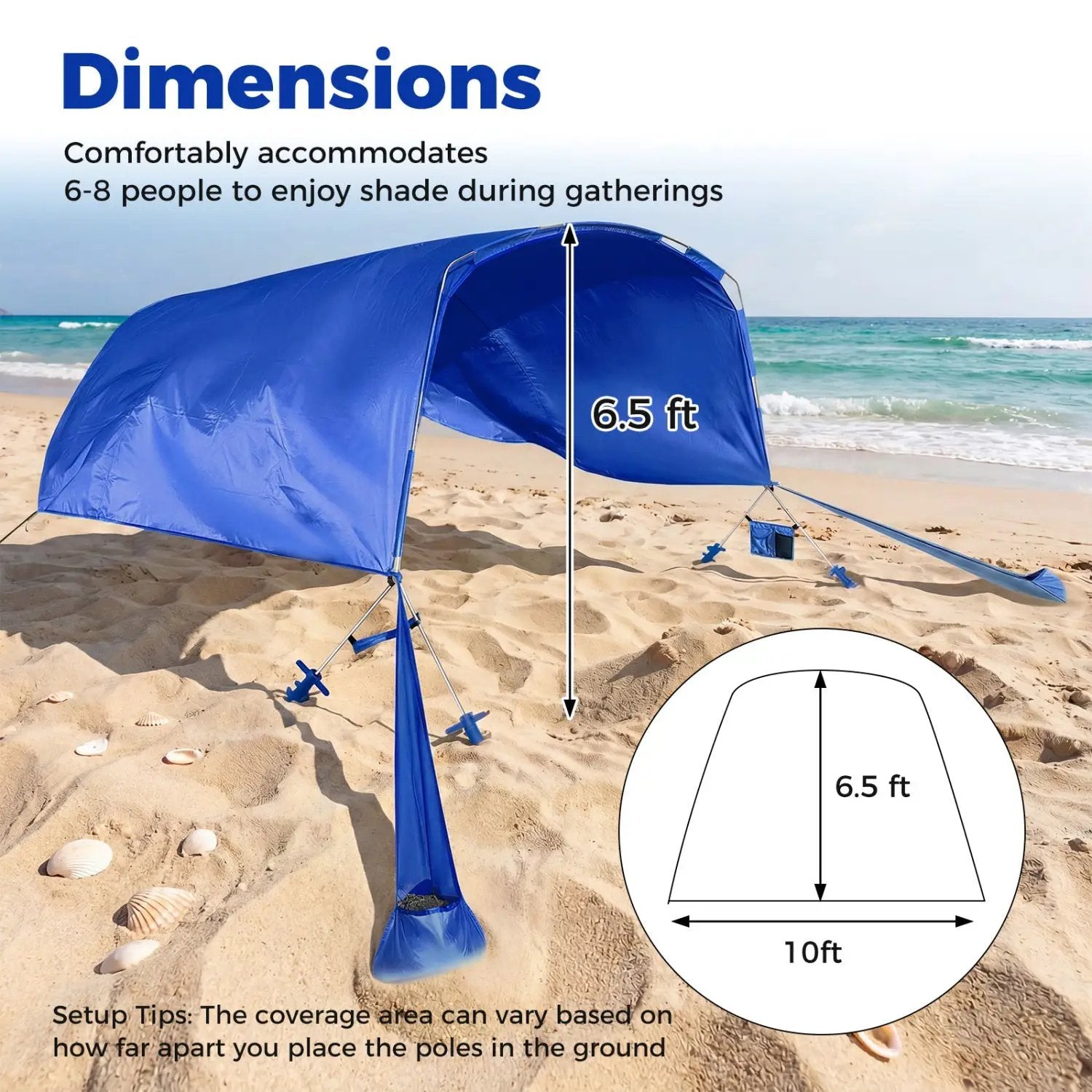 Wind Powered Beach Tent Portable Sun Shelter Canopy for Picnic by DirectDeals