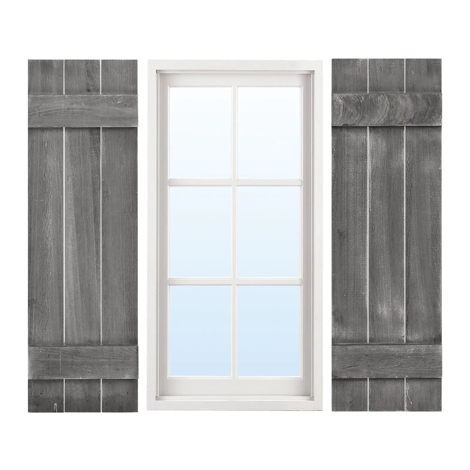 36 x 11 Inch Farmhouse Paulownia Wood Window Shutters Set of 2 for Windows by DirectDeals
