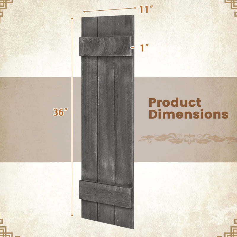 36 x 11 Inch Farmhouse Paulownia Wood Window Shutters Set of 2 for Windows by DirectDeals