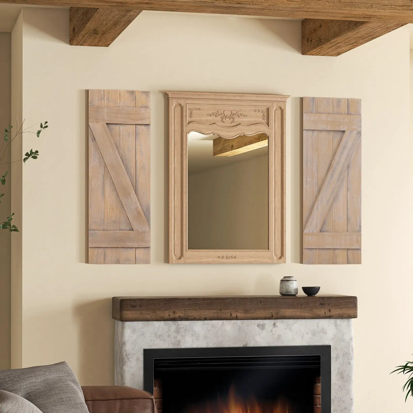 36 x 13 Inch Farmhouse Paulownia Wood Window Shutters Set of 2 for Windows by DirectDeals
