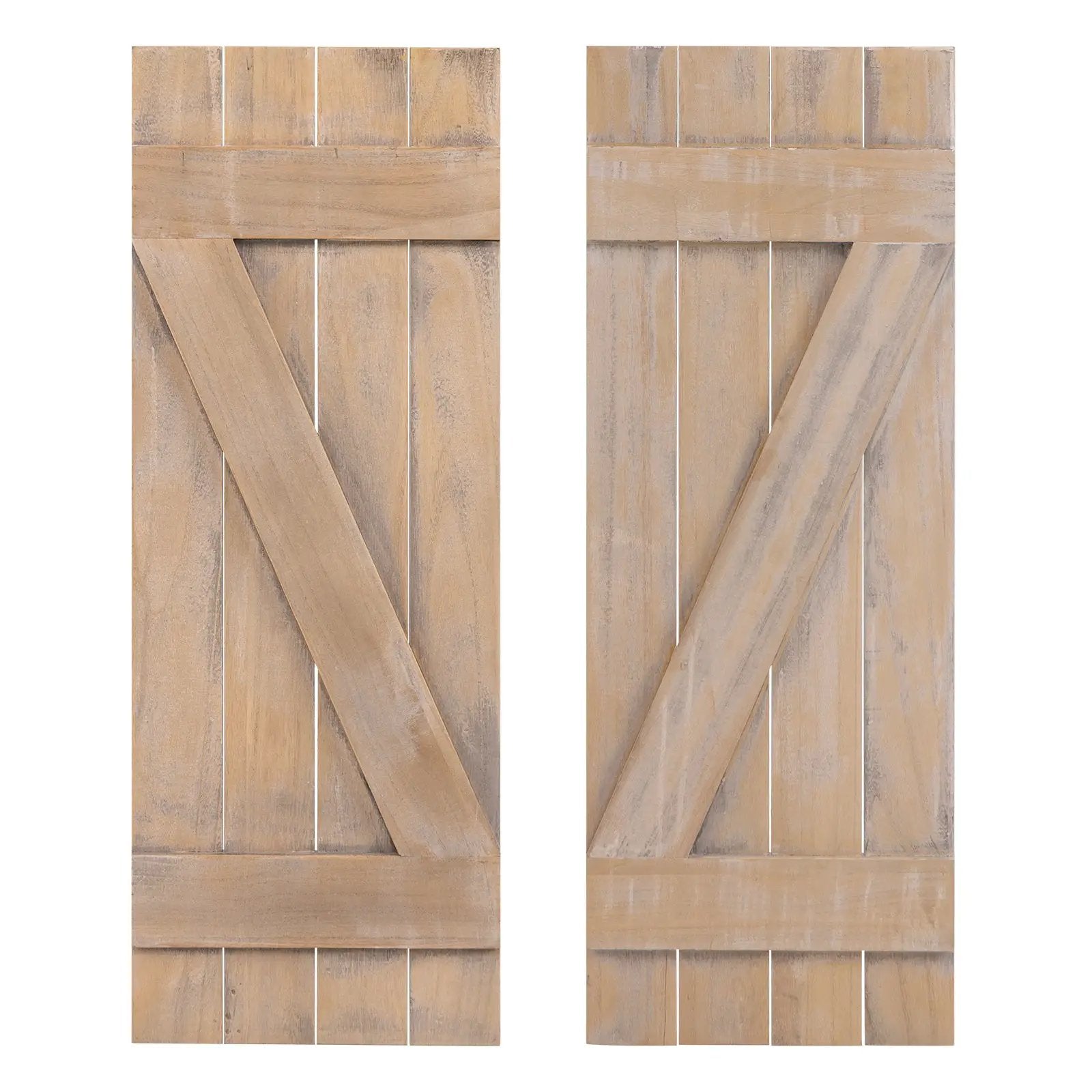 36 x 13 Inch Farmhouse Paulownia Wood Window Shutters Set of 2 for Windows by DirectDeals