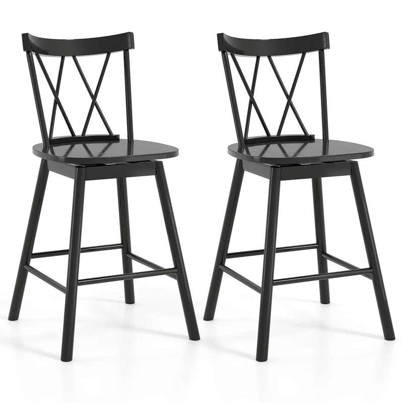 Set of 2 Windsor Bar Stool with Ergonomic Backrest and Footrests by DirectDeals