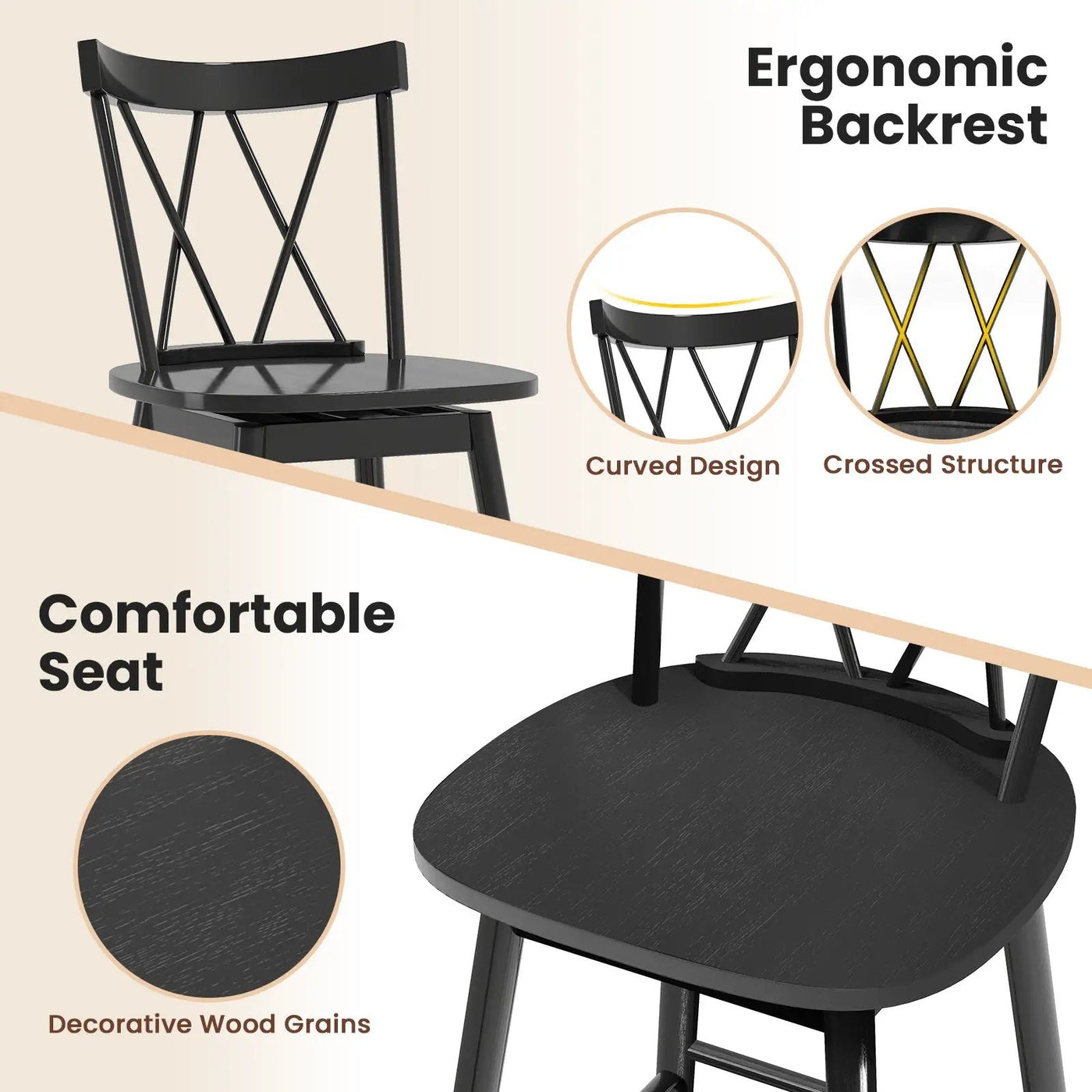 Set of 2 Windsor Bar Stool with Ergonomic Backrest and Footrests by DirectDeals