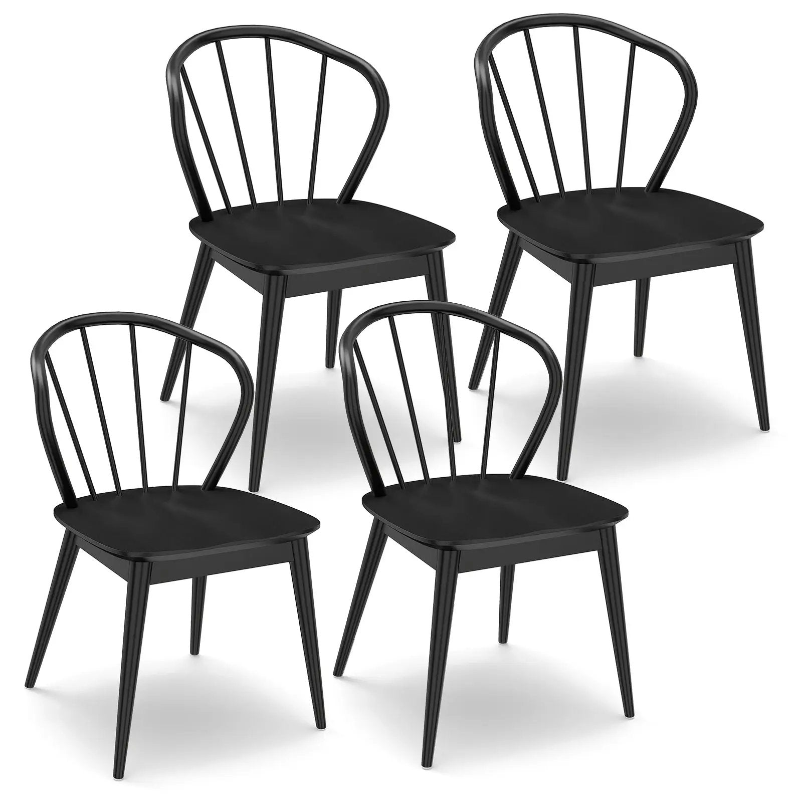Windsor Dining Chairs Set of 4 with Spindle Backrest-Black by DirectDeals