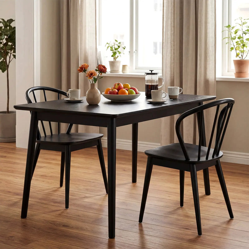 Windsor Dining Chairs Set of 4 with Spindle Backrest-Black by DirectDeals