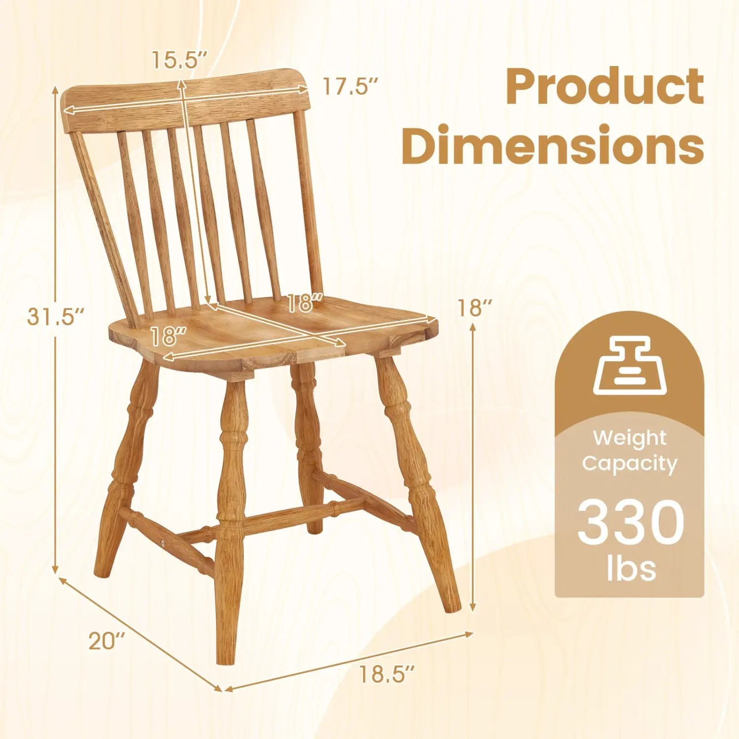 Windsor Dining Chairs Set of 2 with Curved Spindle Back by DirectDeals