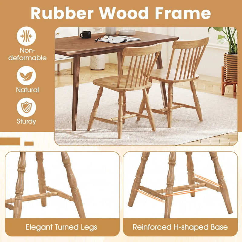 Windsor Dining Chairs Set of 2 with Curved Spindle Back by DirectDeals