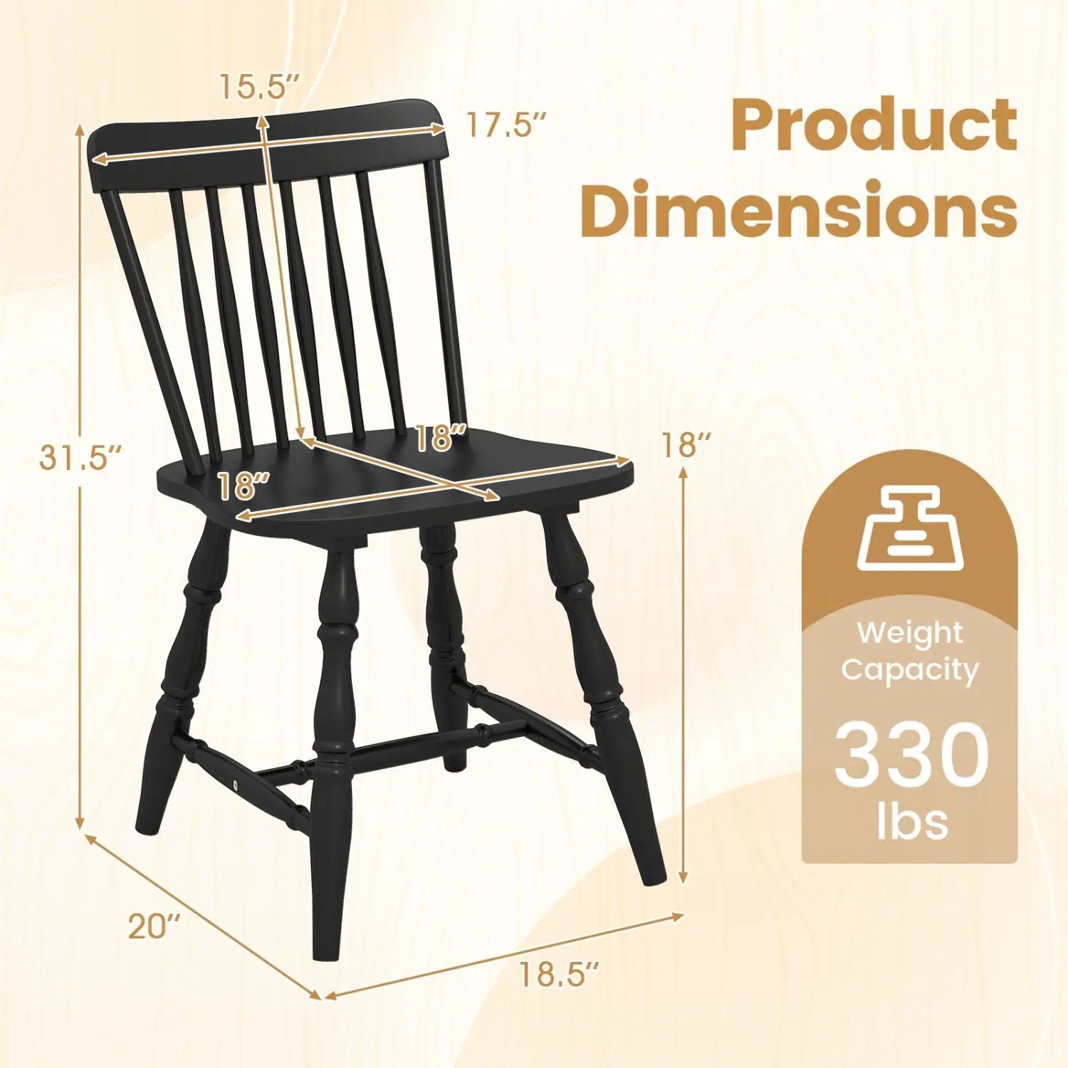 Windsor Dining Chairs Set of 4 with Curved Spindle Back by DirectDeals