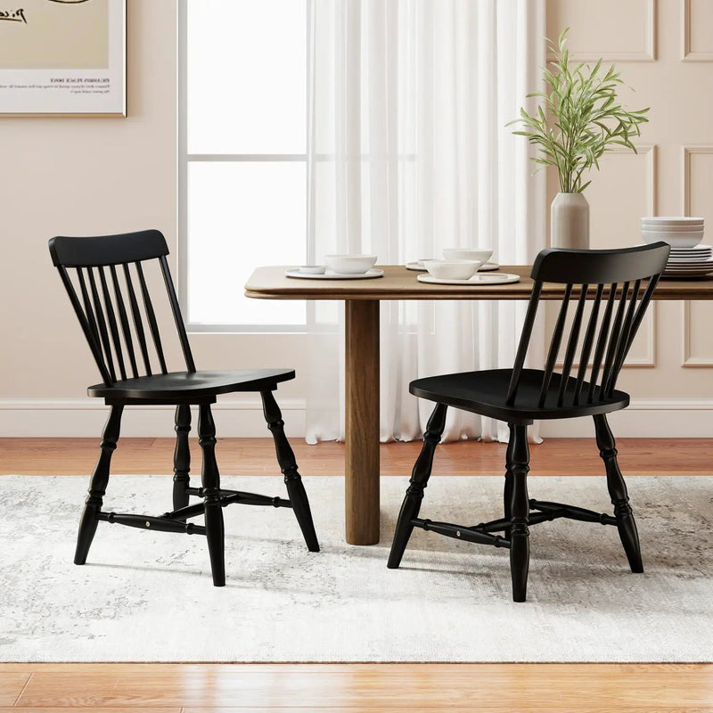 Windsor Dining Chairs Set of 4 with Curved Spindle Back by DirectDeals