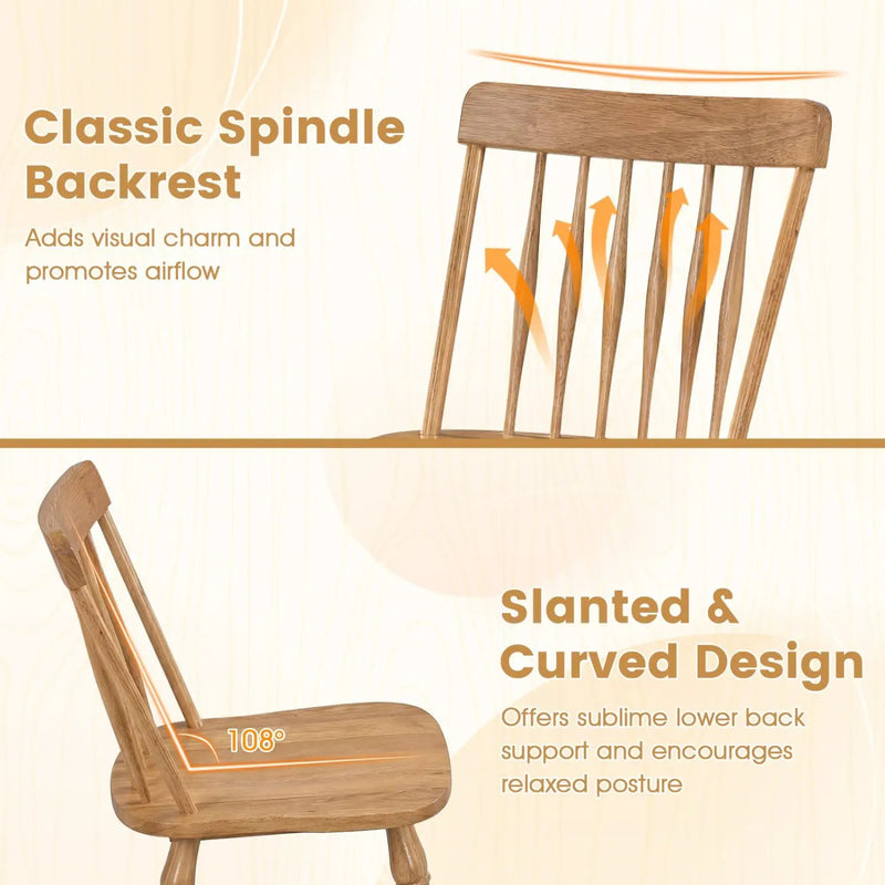 Windsor Dining Chairs Set of 4 with Curved Spindle Back by DirectDeals