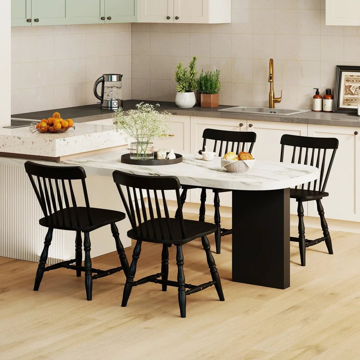 Windsor Dining Chairs Set of 2 with Curved Spindle Back by DirectDeals