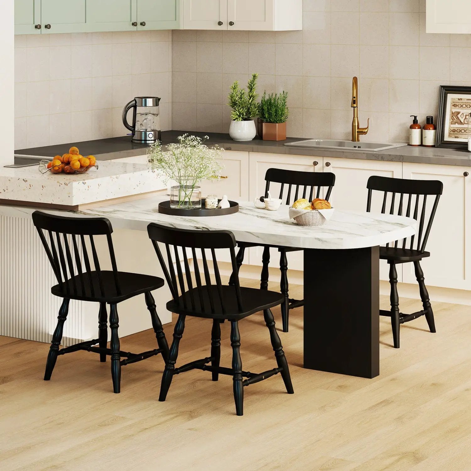 Windsor Dining Chairs Set of 2 with Curved Spindle Back by DirectDeals