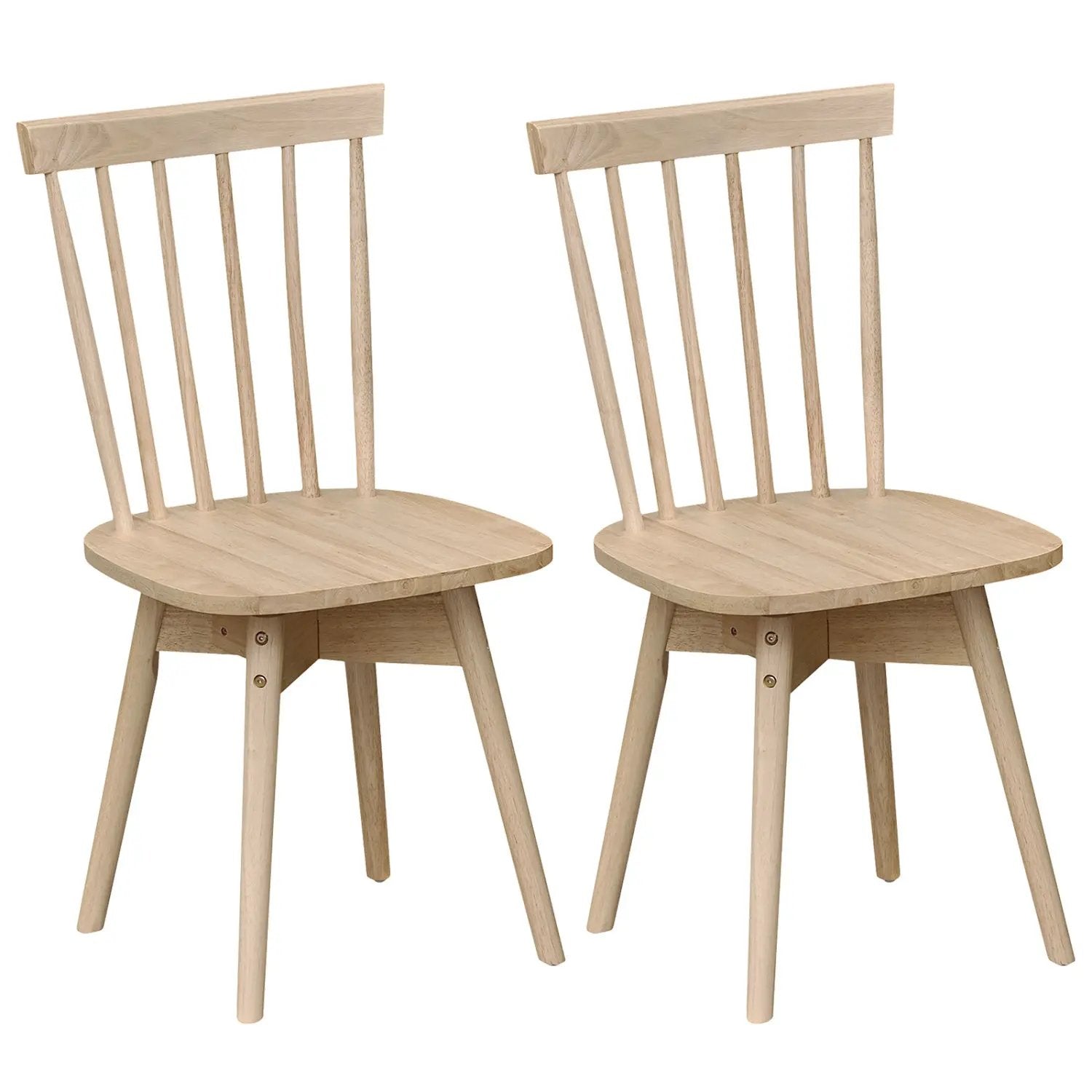 Windsor Dining Chairs Set of 2 Mid Century Rubber Wood Kitchen Chairs with Swivel Seat by DirectDeals