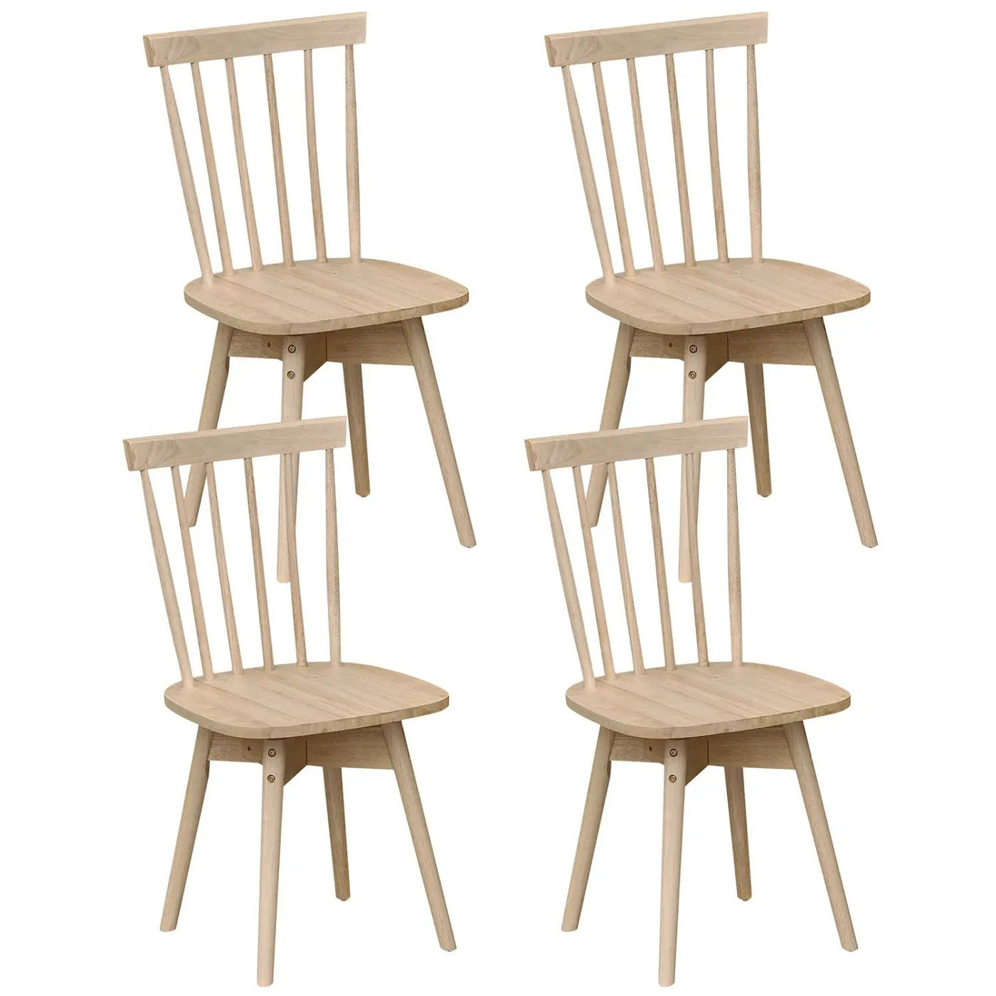 Windsor Dining Chairs Set of 4 Mid Century Rubber Wood Kitchen Chairs with Swivel Seat by DirectDeals