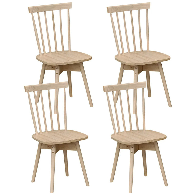 Windsor Dining Chairs Set of 4 Mid Century Rubber Wood Kitchen Chairs with Swivel Seat by DirectDeals
