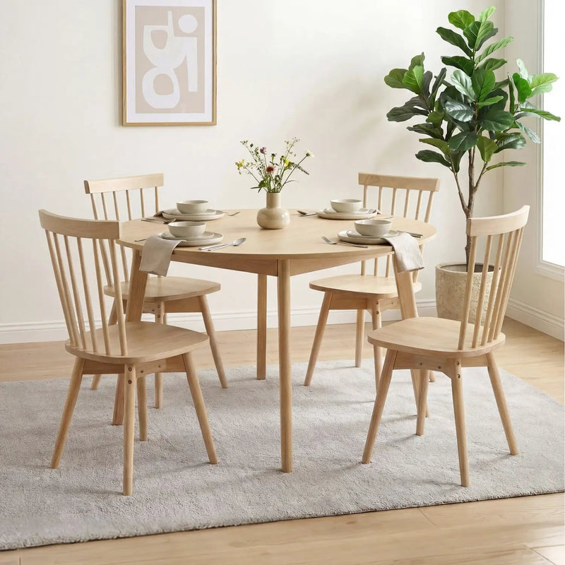 Windsor Dining Chairs Set of 4 Mid Century Rubber Wood Kitchen Chairs with Swivel Seat by DirectDeals
