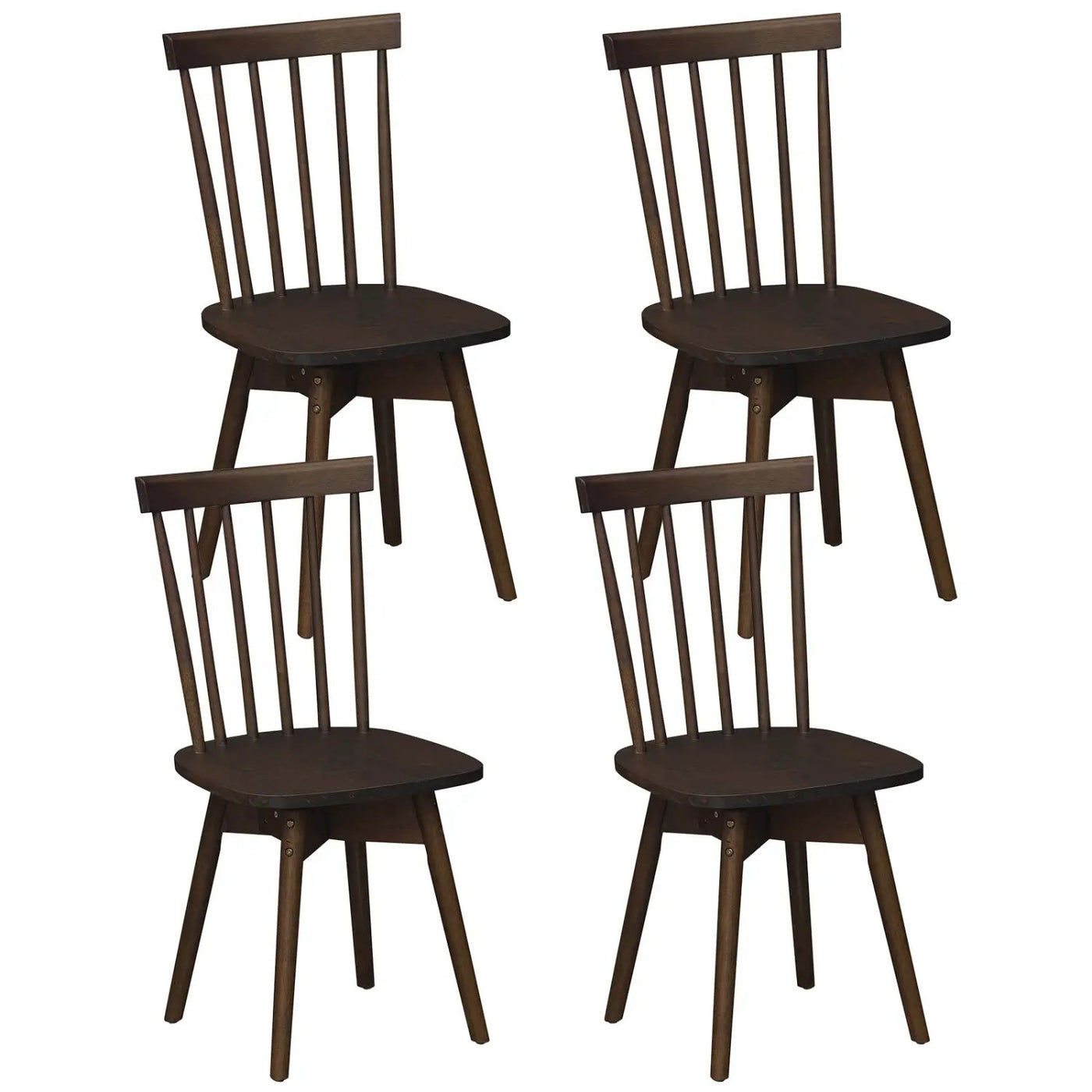 Windsor Dining Chairs Set of 4 Mid Century Rubber Wood Kitchen Chairs with Swivel Seat by DirectDeals