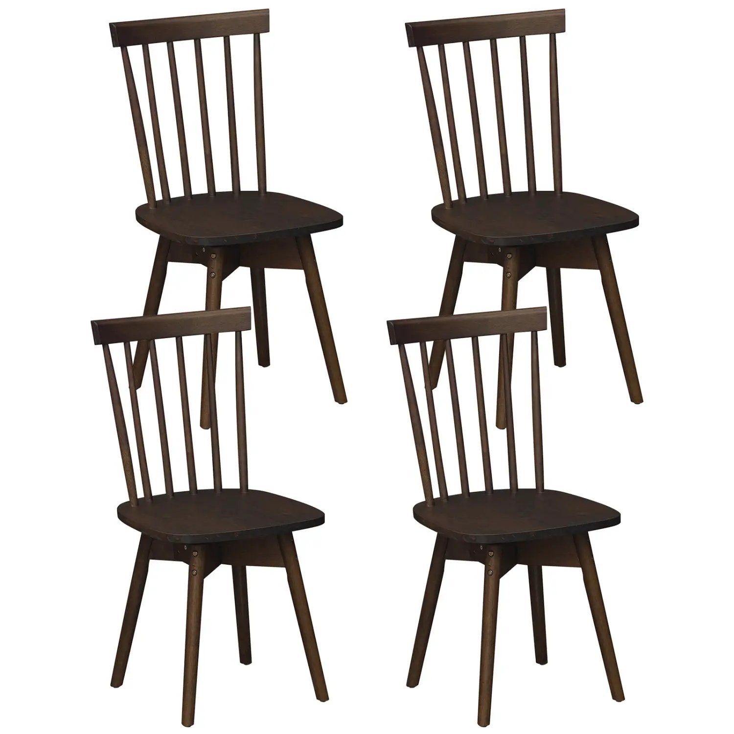 Windsor Dining Chairs Set of 4 Mid Century Rubber Wood Kitchen Chairs with Swivel Seat by DirectDeals