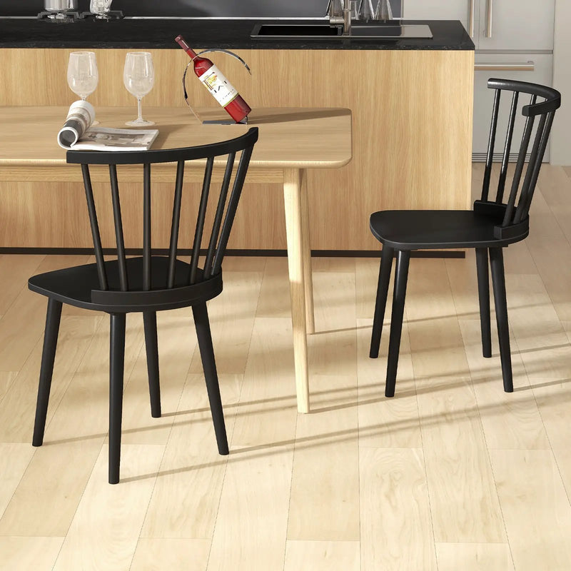 Windsor Dining Chairs Set of 2 Rubber Wood Kitchen Chairs with Spindle Back by DirectDeals