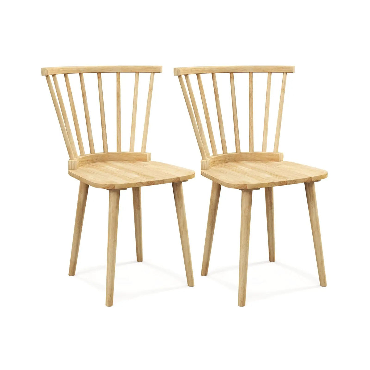 Windsor Dining Chairs Set of 2 Rubber Wood Kitchen Chairs with Spindle Back by DirectDeals
