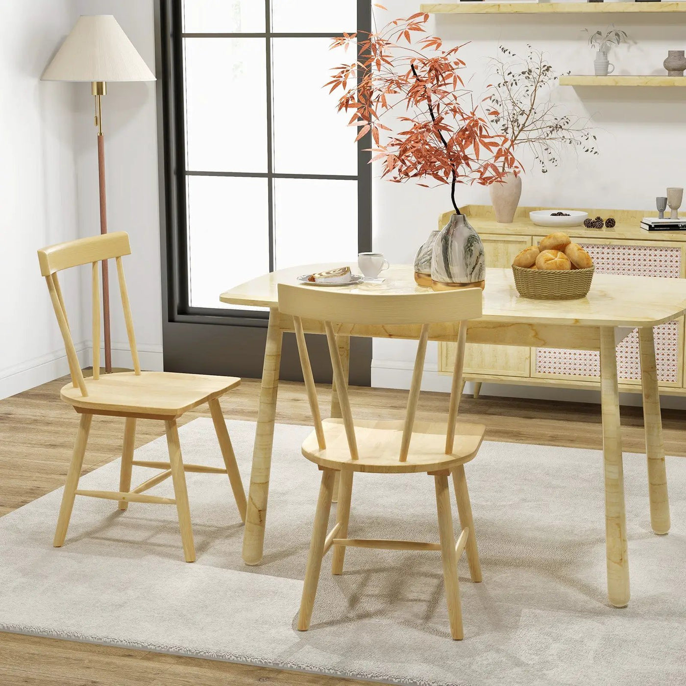 Windsor Style Armless Chairs with Solid Rubber Wood Frame by DirectDeals