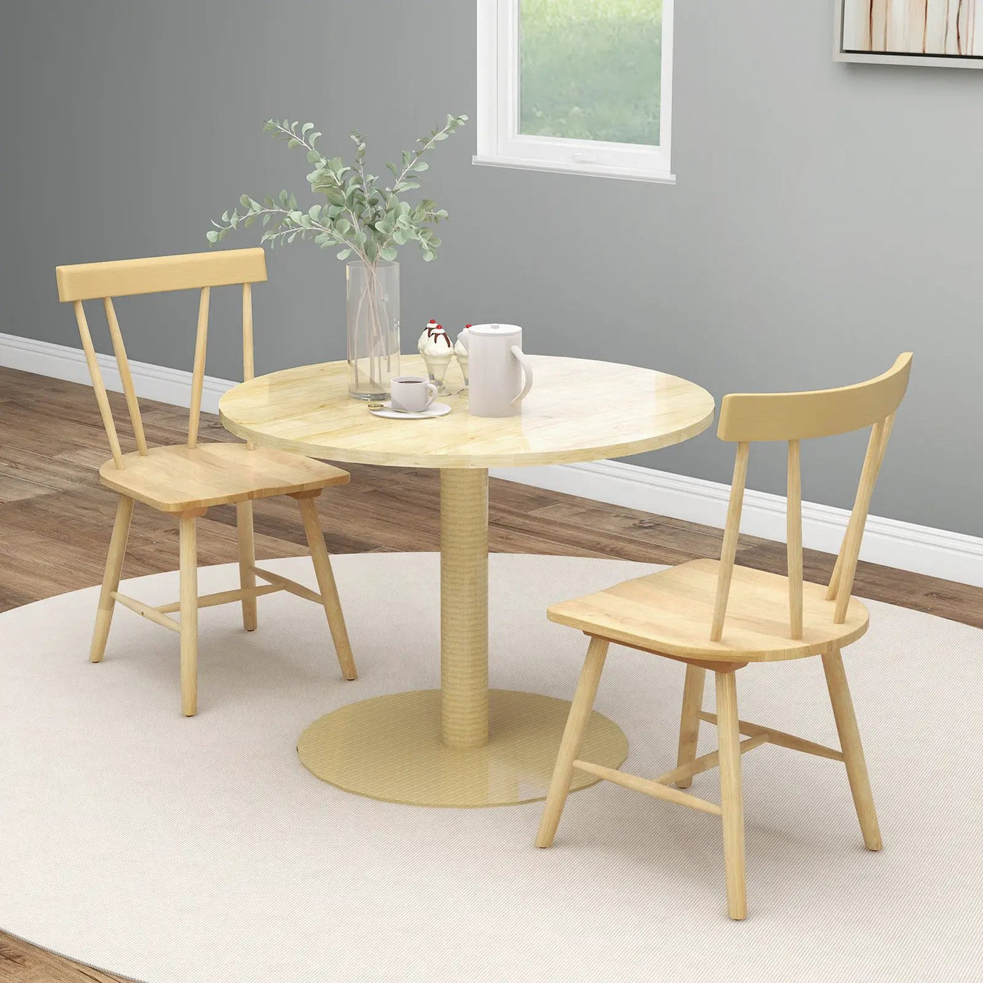 Windsor Style Armless Chairs with Solid Rubber Wood Frame by DirectDeals