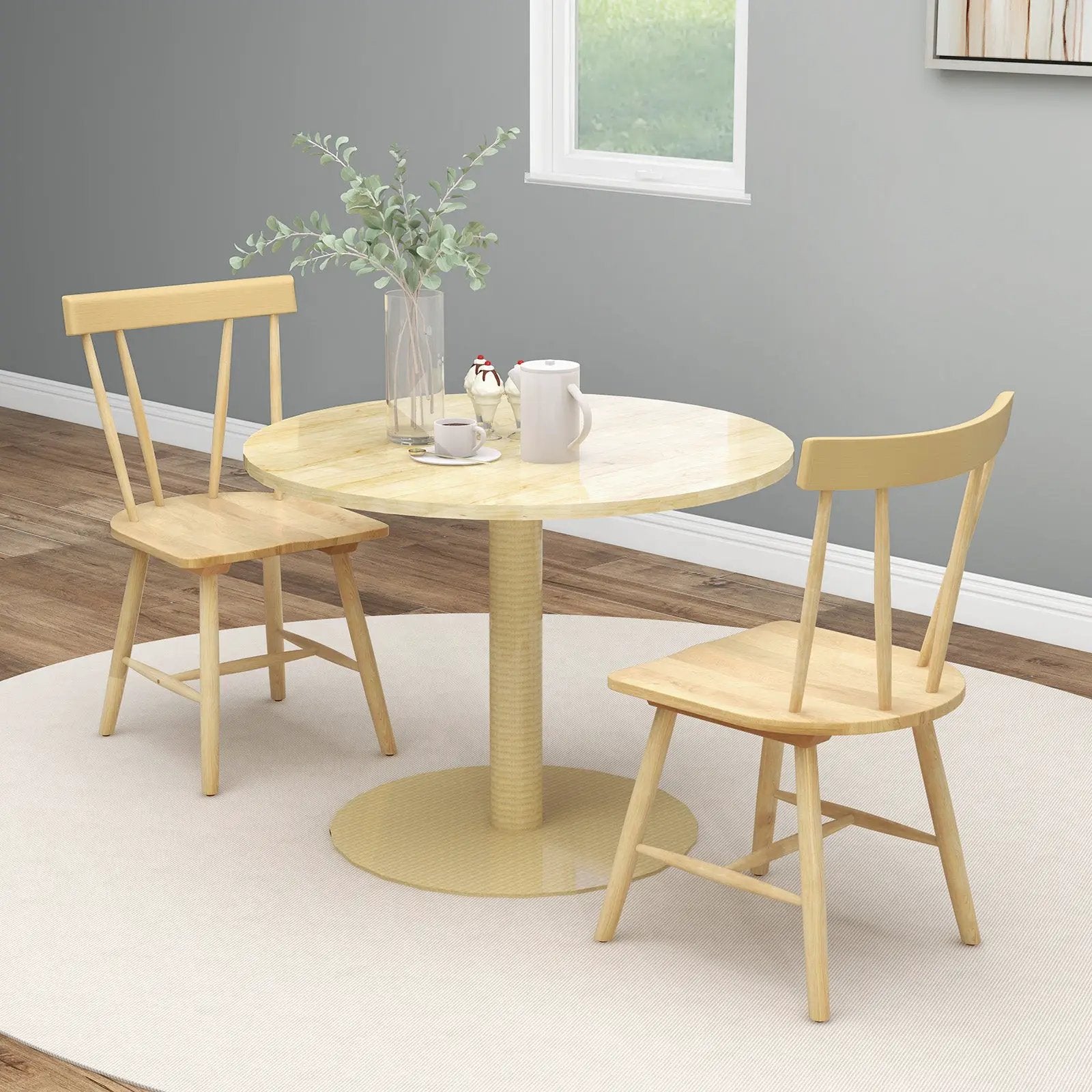 Windsor Style Armless Chairs with Solid Rubber Wood Frame by DirectDeals
