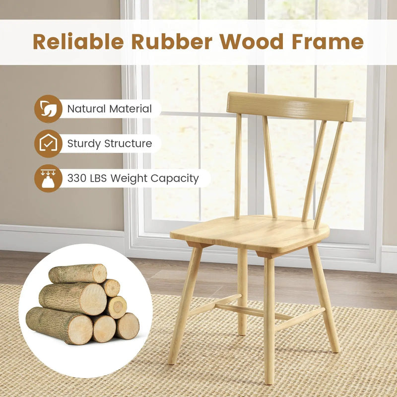 Windsor Style Armless Chairs with Solid Rubber Wood Frame by DirectDeals